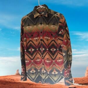 Vintage Polo Ralph Lauren RL RRL Wool Flannel Shirt Navajo Aztec Kanye Yeezy YZY